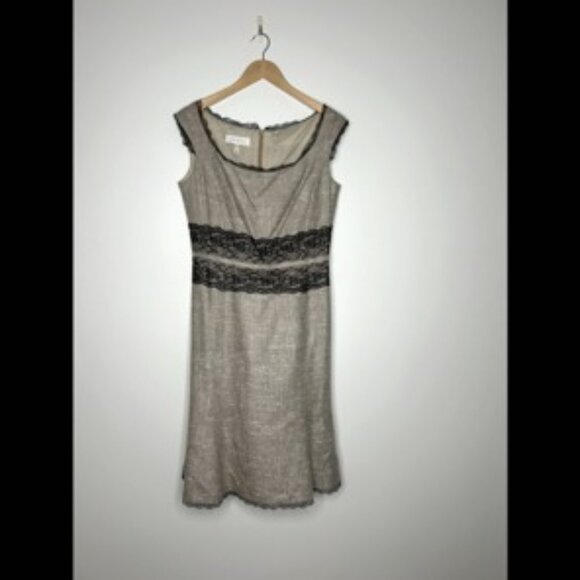 Escada Tweed and Black Lace dress SIZE 38